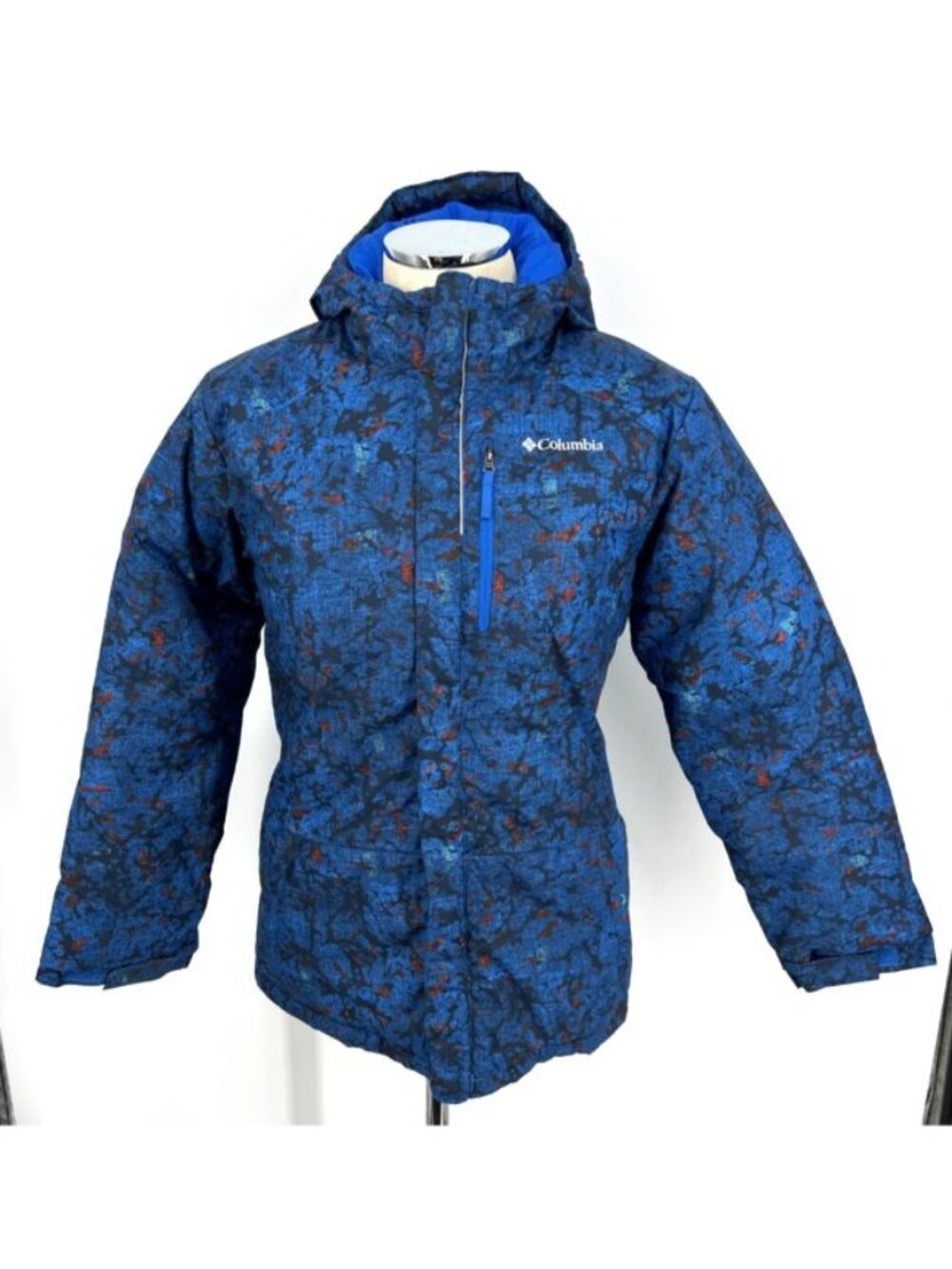 Columbia Jacket Kids Large 14-16 Blue Camo Hooded Parka Coat